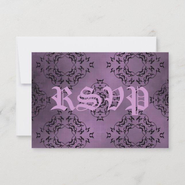 Boda casual gótica sucia malva morada RSVP (Anverso)
