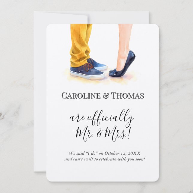 Boda casual Invitación Ilustracion de pareja (Anverso)