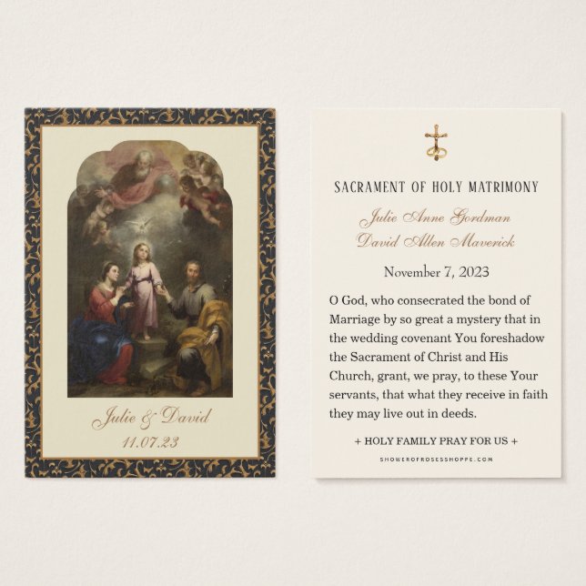 Boda Católico Oración Sagrada Familia (Anverso y reverso)