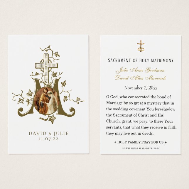 Boda Católico Santa Tarjeta Cruz Marian (Anverso y reverso)