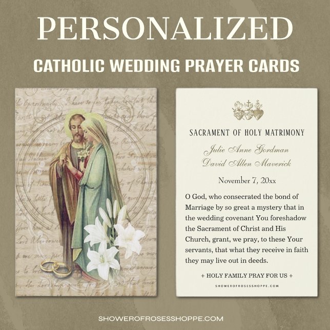Boda católico Tarjeta de oración Betrothal Mary Jo (Traditional Catholic Wedding Prayer Cards - Easy to personalize )