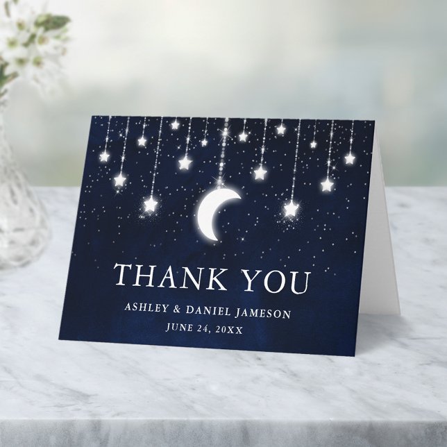Boda celeste Sky Moon Stars Nota de luces (Customize to add text to inside of card.
)