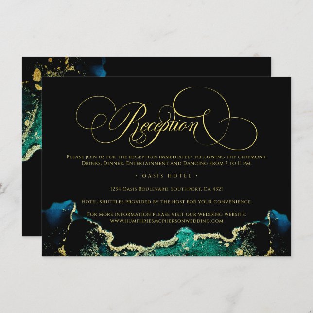 Boda Celestial de la recepción de oro verde negro (Anverso / Reverso)