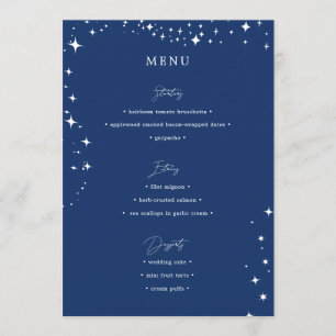 Boda Celestial Elegante Menú Simple Navy Azul