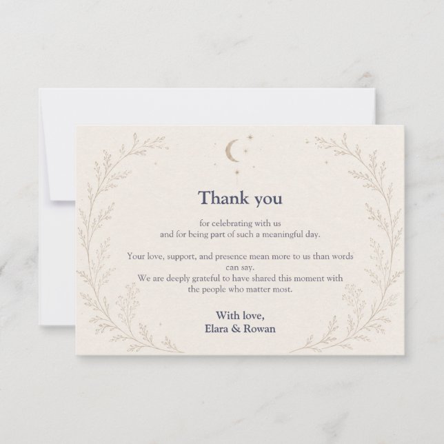 Boda Celestial Tarjeta de Agradecimiento de Boda N (Anverso)