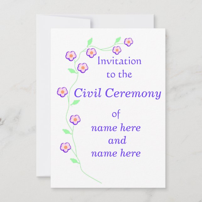 Boda/Ceremonia civil invitación Floral rosa (Anverso)