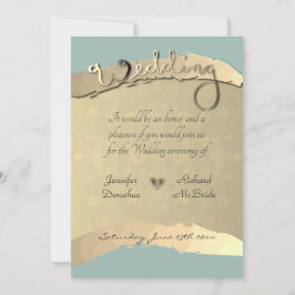 Boda Ceremonia Invitación Dorada Vestido Floral