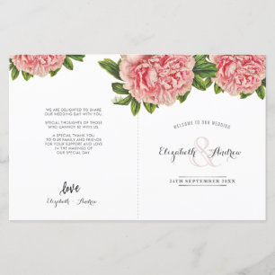 BODA CEREMONIA PROGRAMA PELIGRO floral rosa