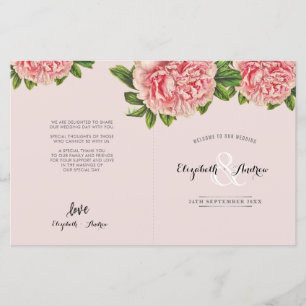 BODA CEREMONIA PROGRAMA PELIGRO floral rosa