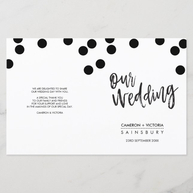 BODA CEREMONY PROGRAMA manchas negras con letras a (Anverso)