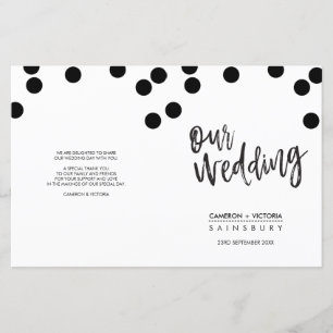 BODA CEREMONY PROGRAMA manchas negras con letras a
