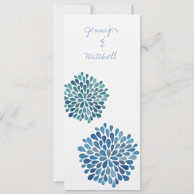 Boda Cerulean Blue Flower Blooms Invitación (Anverso)