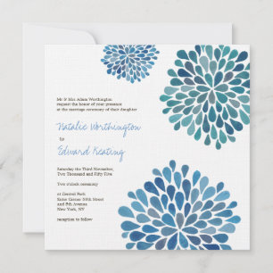 Boda Cerulean Blue Flower Blooms Invitación