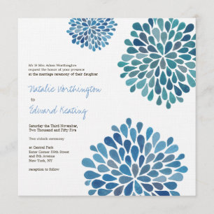 Boda Cerulean Blue Flower Blooms Invitación