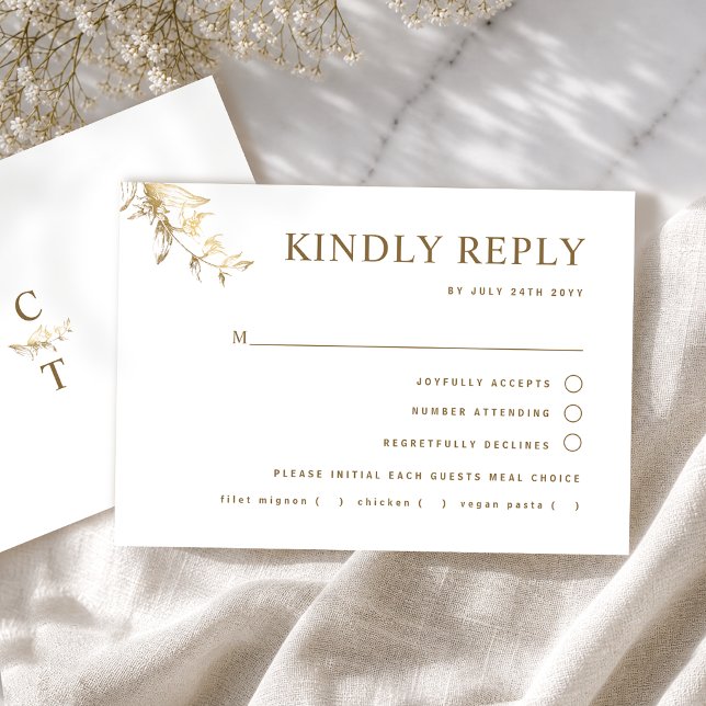 Boda Chic Blanca y Dorada RSVP con/sin comida (Subido por el creador)