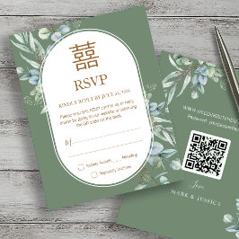 Boda china de eucalipto doble felicidad RSVP