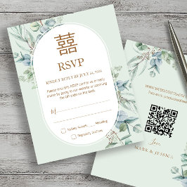 Boda china de eucalipto doble felicidad RSVP