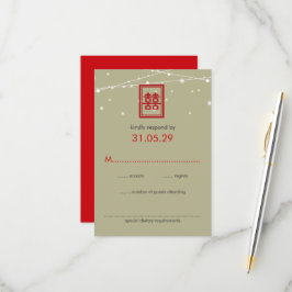 Boda chino doble felicidad luces de hadas RSVP
