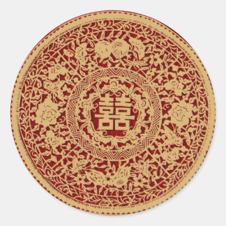 Boda chino doble pegatina de felicidad