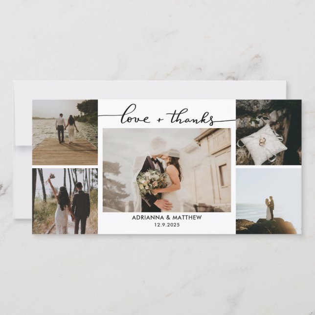 Boda Cinco fotos guión amor y agradecimiento (Anverso)