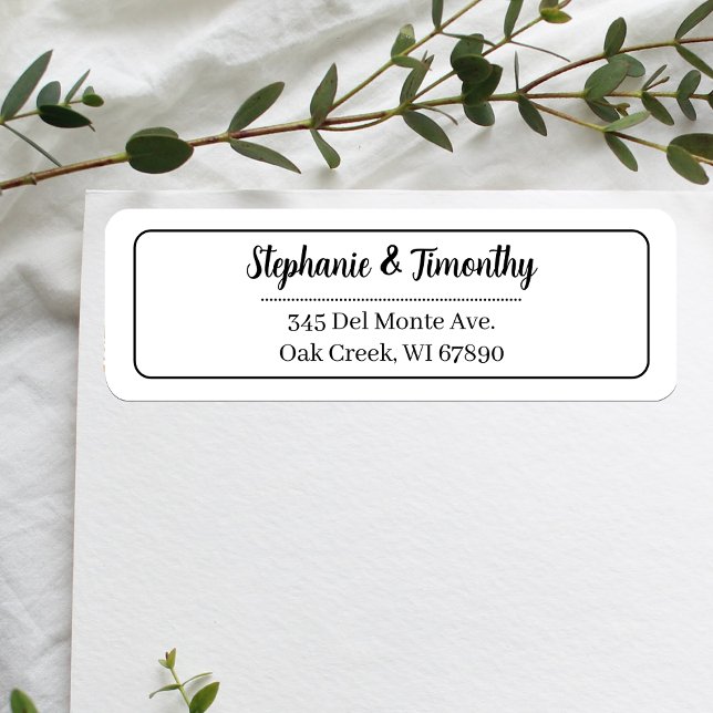 Boda clásico negro | Etiqueta de dirección de devo (Effortlessly manage wedding correspondence with our simple return labels, ensuring seamless mailing.)