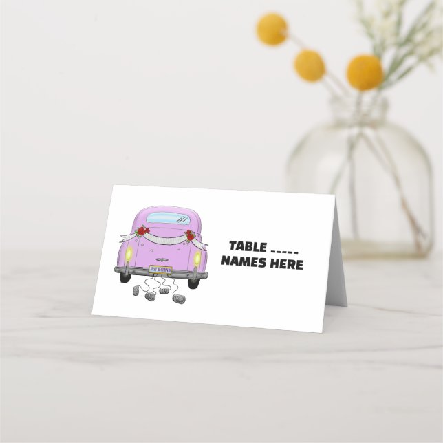 BODA coche y latas retro Tarjetas de plaza plegada (Anverso)