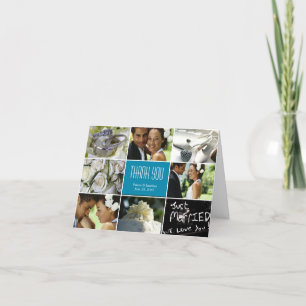 Boda Collage Gracias Tarjeta - Turquesa