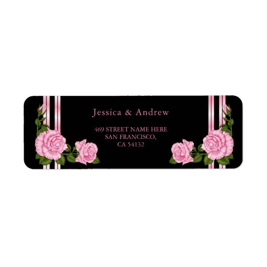 Boda color de rosa de la esquina elegante elegante etiqueta de remite