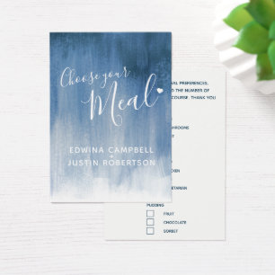 Boda comida opción arte azul gris pequeñas tarjeta
