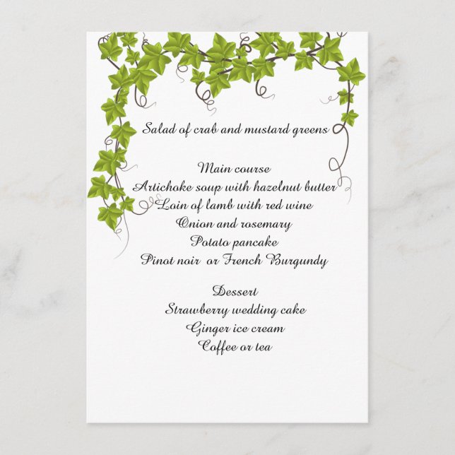 Boda, compromiso, ducha de novia, menú plano (Anverso)