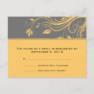 Boda con flores grises y amarillas RSVP