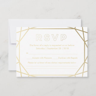 Boda con forma de diamante geométrico de oro RSVP