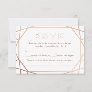 Boda con forma de diamante geométrico moderno RSVP