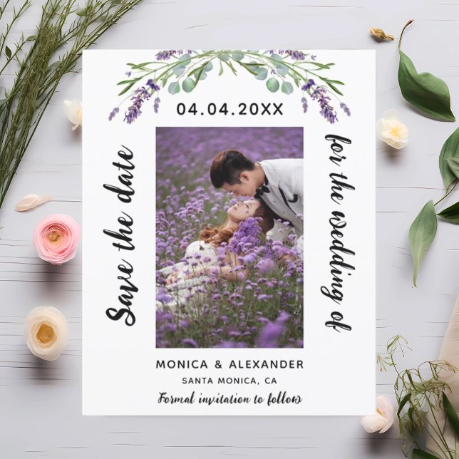 Boda con foto de Lavender Guardar tarjeta de fecha (Subido por el creador)