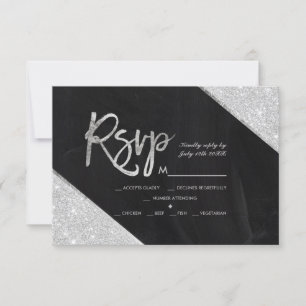 Boda con guion de pizarra purpurina Plata Rsvp
