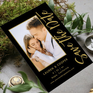 Boda con guión moderno de foto de oro negro