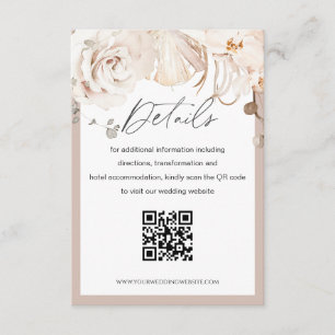 Boda con jardín floral beige tarjeta de detalle QR