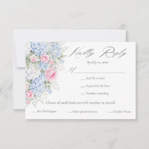 Boda con opción de menú de jardín floral rosa y az