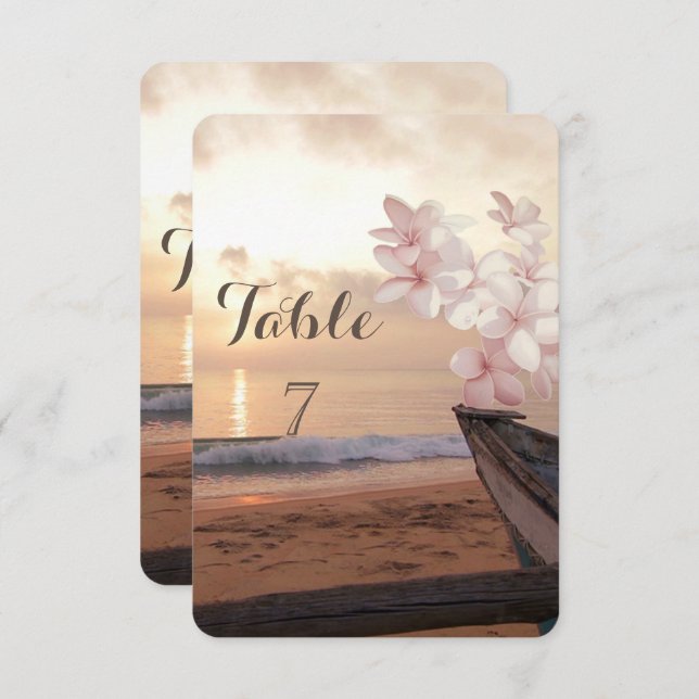 Boda con puesta de sol en la playa, Tarjeta de mes (Anverso / Reverso)