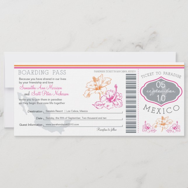 Boda con tarjeta de embarque a México (Anverso)