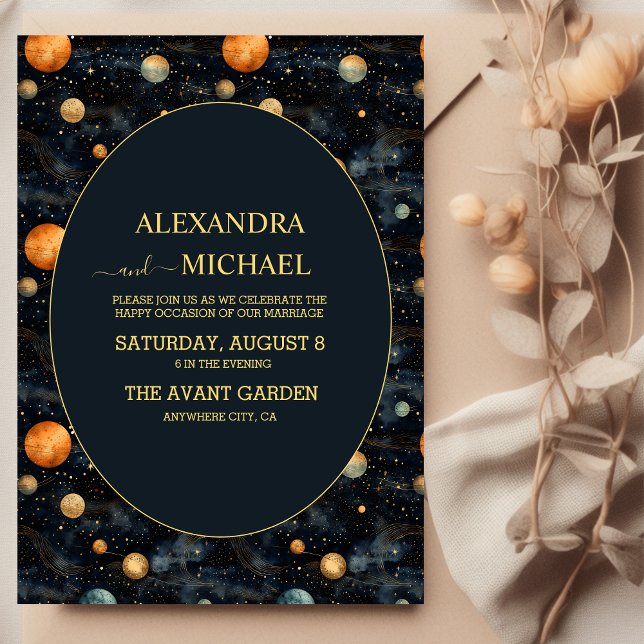 Boda con tarjeta de tarot celestial azul y dorado (Subido por el creador)