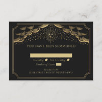 Boda con tarjeta Gold Sun y Moon Tarot RSVP