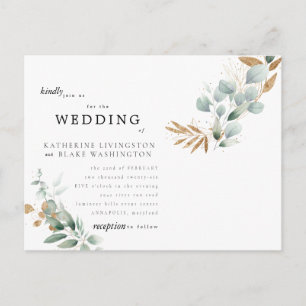 Boda con tarjeta postal Glam Eucalyptus Presupuest
