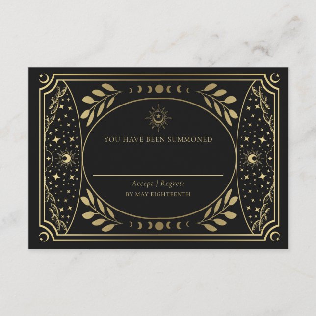 Boda con tarjeta Tarot elegante de oro RSVP (Anverso)