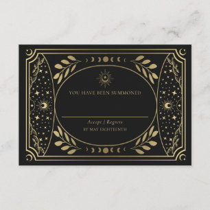Boda con tarjeta Tarot elegante de oro RSVP