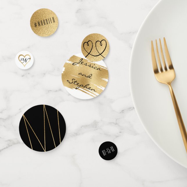 Boda Confetti Elegante Oro y Negro (Grupo)