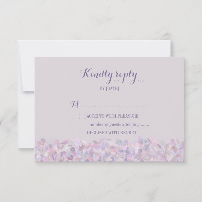 Boda Confetti Púrpura RSVP (Anverso)