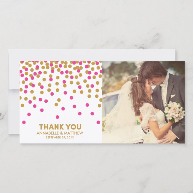 Boda Confetti - Tarjeta fotográfica (Anverso)