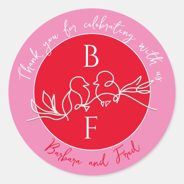 Boda contemporáneo gracias Pegatinas por favores (Anverso)