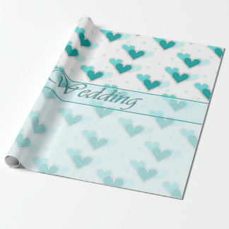 Boda Corazones Turquesas Filas envolver papel